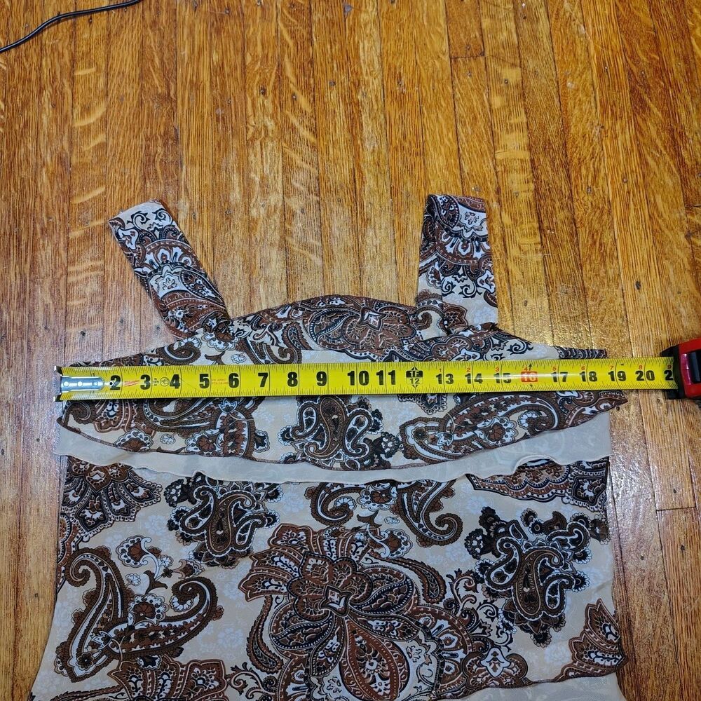 VTG Y2K Whimsical Layered Asymmetrical Paisley Brown Tanktop/T54 - Picture 7 of 8